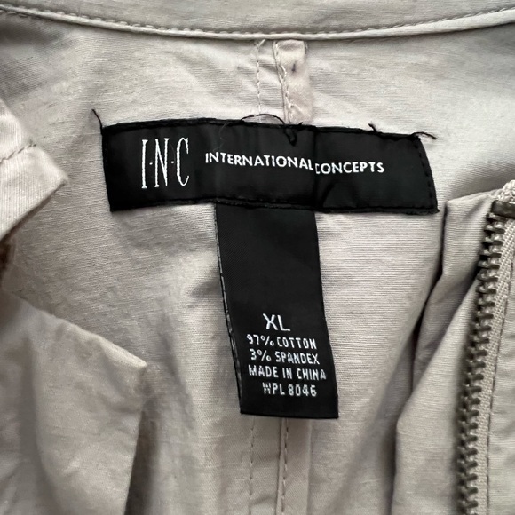 I•N•C light grey ruffled zip up with button detail - Picture 3 of 5